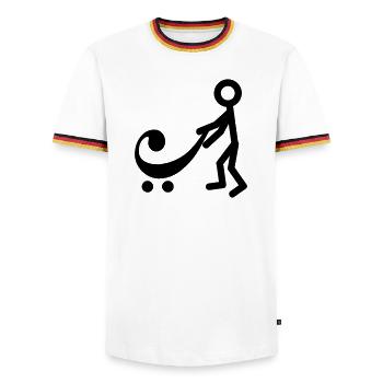Joueur de basse avec un nouveau bébé - T-shirt contrasté Homme - blanc/tricolore - Devant - AI Model Female 172 light (172cm) & AI Model Male 185 light (185cm)