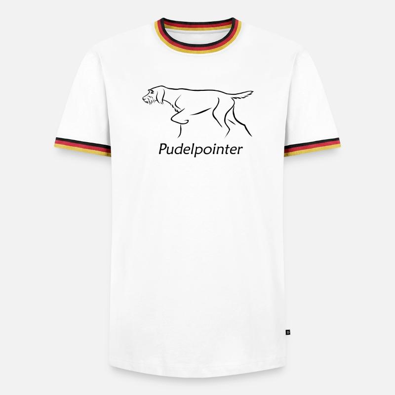 Pudelpointer - Männer Kontrast-T-Shirt - Weiß/Dreifarbig