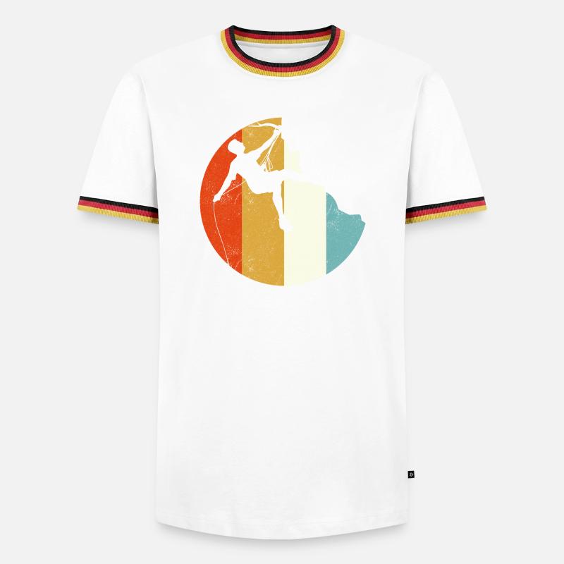 Climber Silhouette on Rainbow Gradient Globe - Men's Ringer Shirt - white/tricolour