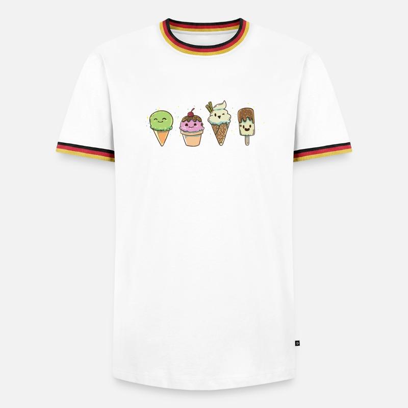 Eis Eisdiele Eiscafe - Männer Kontrast-T-Shirt - Weiß/Dreifarbig