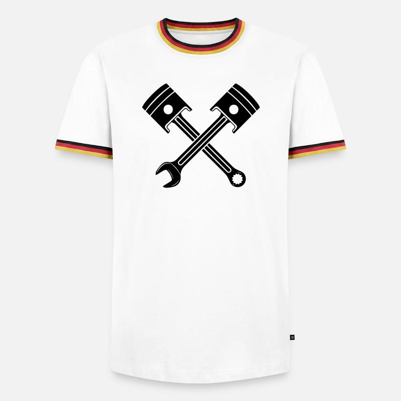 Engine piston key crossed - Men's Ringer Shirt - white/tricolour