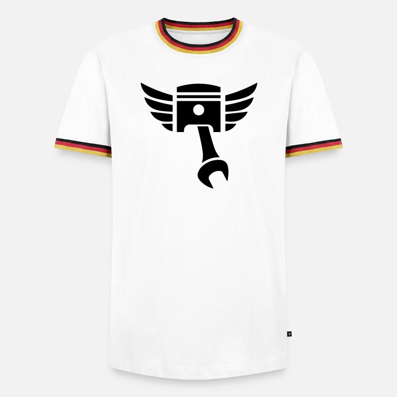 Piston key emblem with wings - Men's Ringer Shirt - white/tricolour