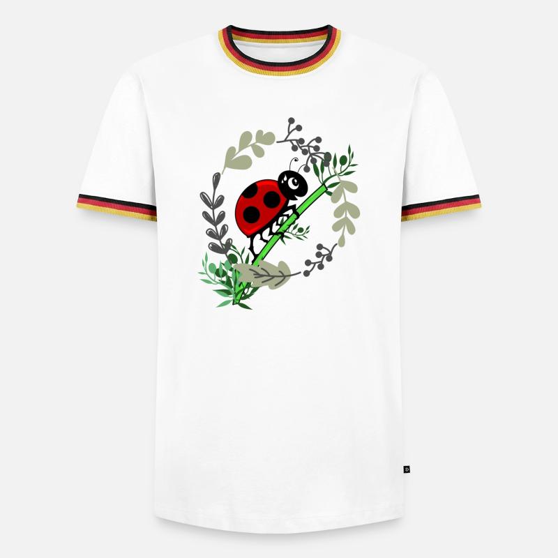 Marienkäfer Botanik Comicstyle - Männer Kontrast-T-Shirt - Weiß/Dreifarbig