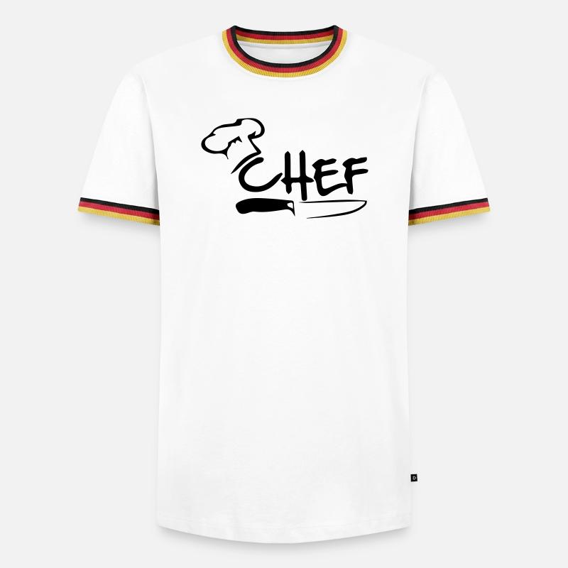 Chefkoch - Männer Kontrast-T-Shirt - Weiß/Dreifarbig
