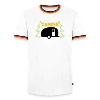 Campeur - prêt pour les vacances - T-shirt contrasté Homme - blanc/tricolore - Devant - AI Model Female 172 light (172cm) & AI Model Male 185 light (185cm)