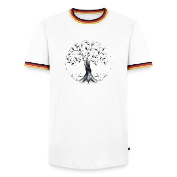 Tree of Life - Men's Ringer Shirt - white/tricolour - Front - AI Model Female 172 light (172cm) & AI Model Male 185 light (185cm)
