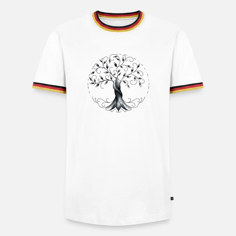 Baum des Lebens - Männer Kontrast-T-Shirt - Weiß/Dreifarbig