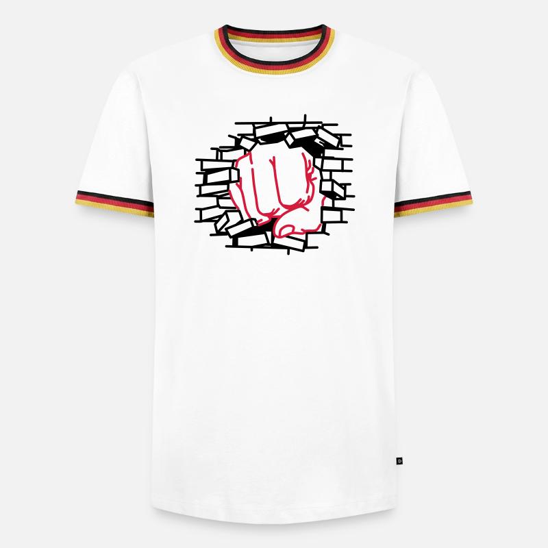 Faustdick, Faust, schlagen - Männer Kontrast-T-Shirt - Weiß/Dreifarbig