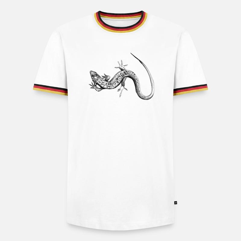 Graue Eidechse Schwarzweiß Muster - Männer Kontrast-T-Shirt - Weiß/Dreifarbig