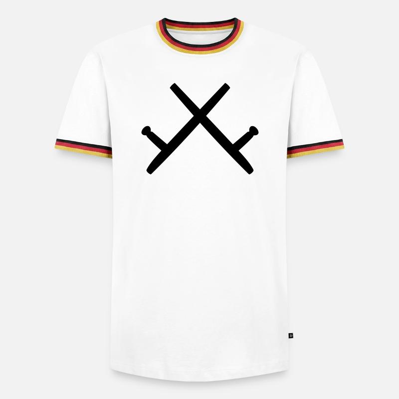 Kobudo two Tonfa's shadow image - Men's Ringer Shirt - white/tricolour