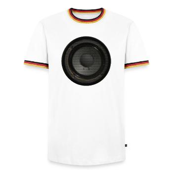 Haut-parleur De boîte à lettres - T-shirt contrasté Homme - blanc/tricolore - Devant - AI Model Female 172 light (172cm) & AI Model Male 185 light (185cm)