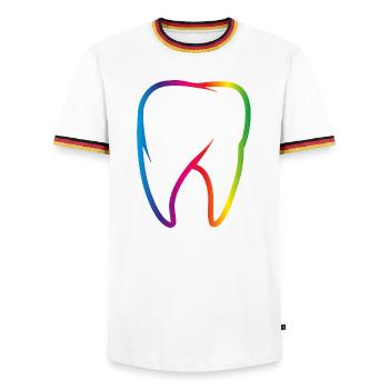 dent de l’arc-en-ciel coloré - T-shirt contrasté Homme - blanc/tricolore - Devant - AI Model Female 172 light (172cm) & AI Model Male 185 light (185cm)
