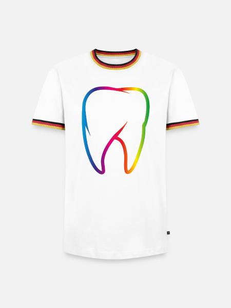 leuchtend bunter Regenbogen Zahn - Männer Kontrast-T-Shirt - Weiß/Dreifarbig