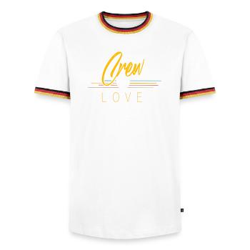 Crew Love - Men's Ringer Shirt - white/tricolour - Front - AI Model Female 172 light (172cm) & AI Model Male 185 light (185cm)
