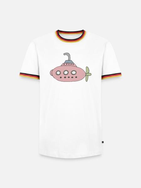 Playful submarine motif for children - Men's Ringer Shirt - white/tricolour