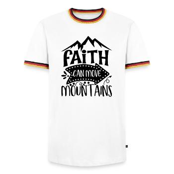 Faith Can Move Mountains Inspiration - Männer Kontrast-T-Shirt - Weiß/Dreifarbig - Vorne - AI Model Female 172 light (172cm) & AI Model Male 185 light (185cm)