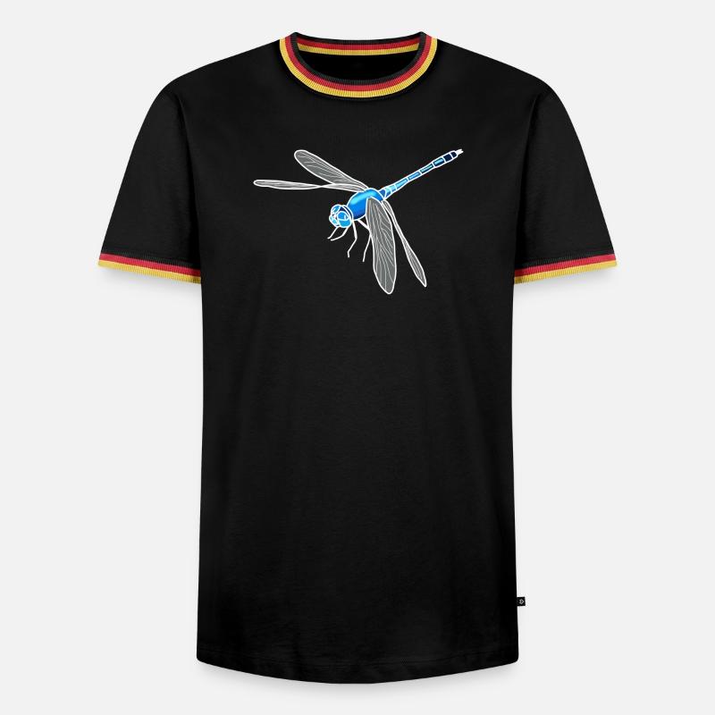 Libelle - Männer Kontrast-T-Shirt - Schwarz/Dreifarbig