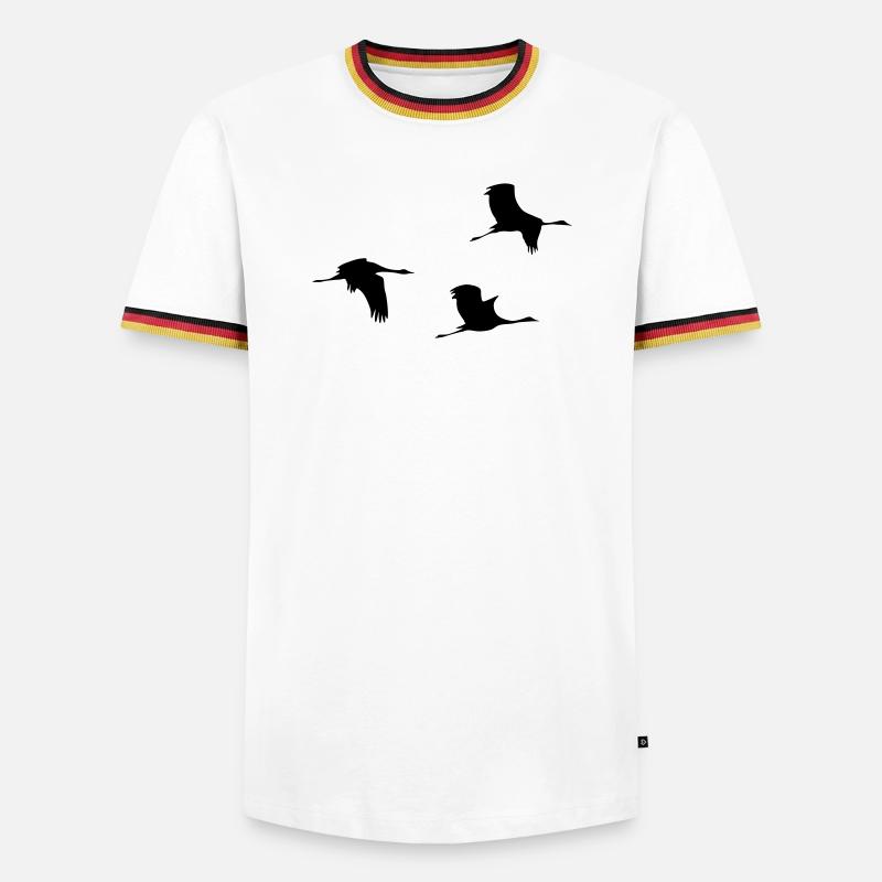 Flying Cranes Vector - Men's Ringer Shirt - white/tricolour