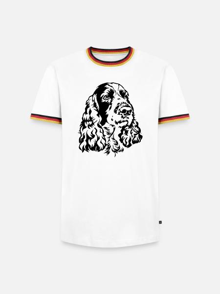 English Springer Spaniel Head - Men's Ringer Shirt - white/tricolour