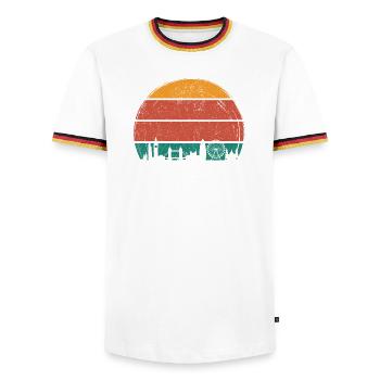 Sunset Skyline Silhouette - Men's Ringer Shirt - white/tricolour - Front - AI Model Female 172 light (172cm) & AI Model Male 185 light (185cm)
