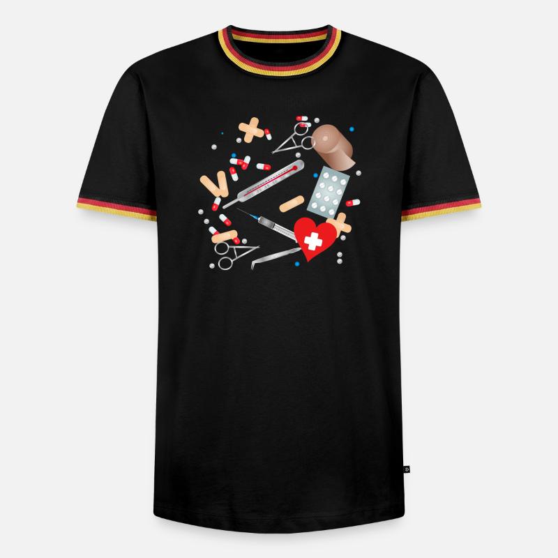 Erste Hilfe Set,Reiseapotheke oder Hausapotheke - Männer Kontrast-T-Shirt - Schwarz/Dreifarbig