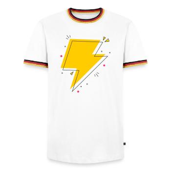 Rayon dynamique en jaune et noir - T-shirt contrasté Homme - blanc/tricolore - Devant - AI Model Female 172 light (172cm) & AI Model Male 185 light (185cm)