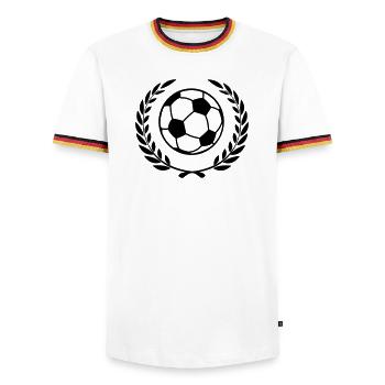 Winner football - Men's Ringer Shirt - white/tricolour - Front - AI Model Female 172 light (172cm) & AI Model Male 185 light (185cm)