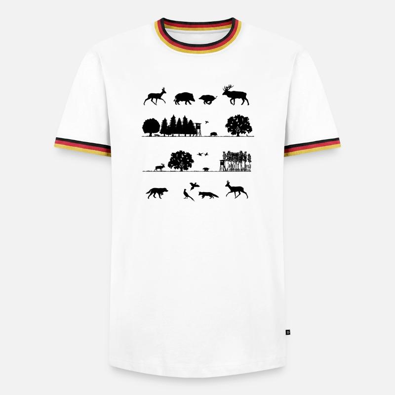 Waldbewohner - Männer Kontrast-T-Shirt - Weiß/Dreifarbig