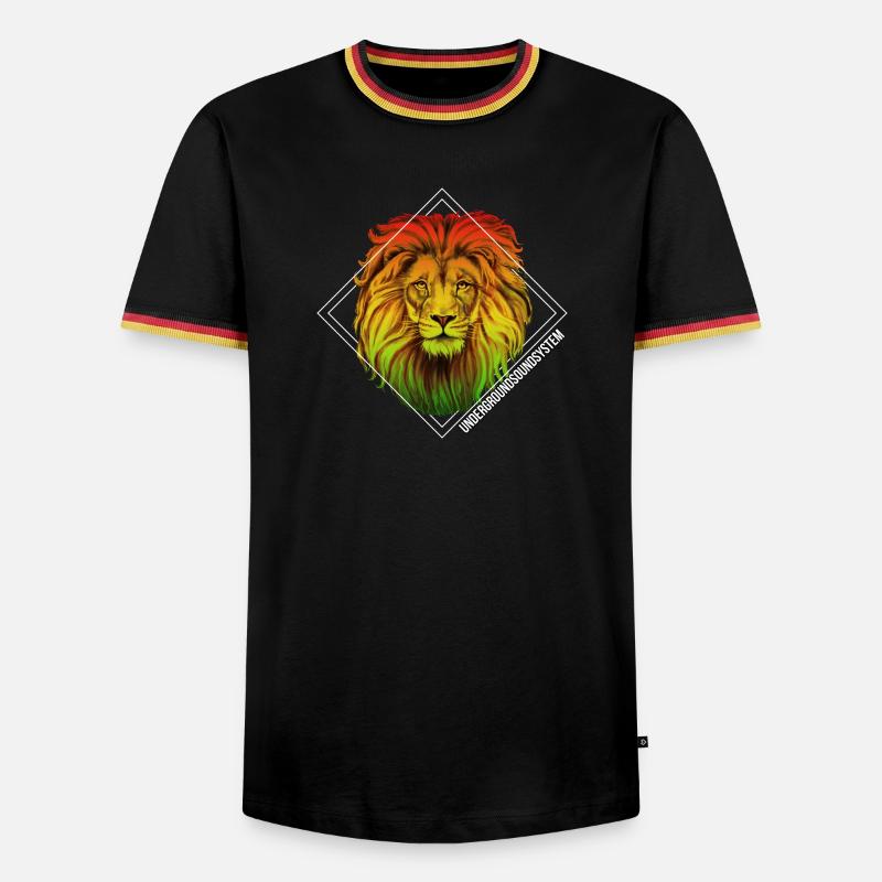 Rainbow Lion Diamond Pattern - Men's Ringer Shirt - black/tricolour
