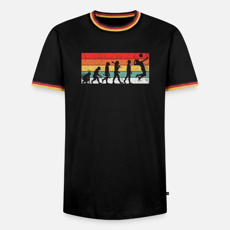 Volleyball Evolution - Männer Kontrast-T-Shirt - Schwarz/Dreifarbig
