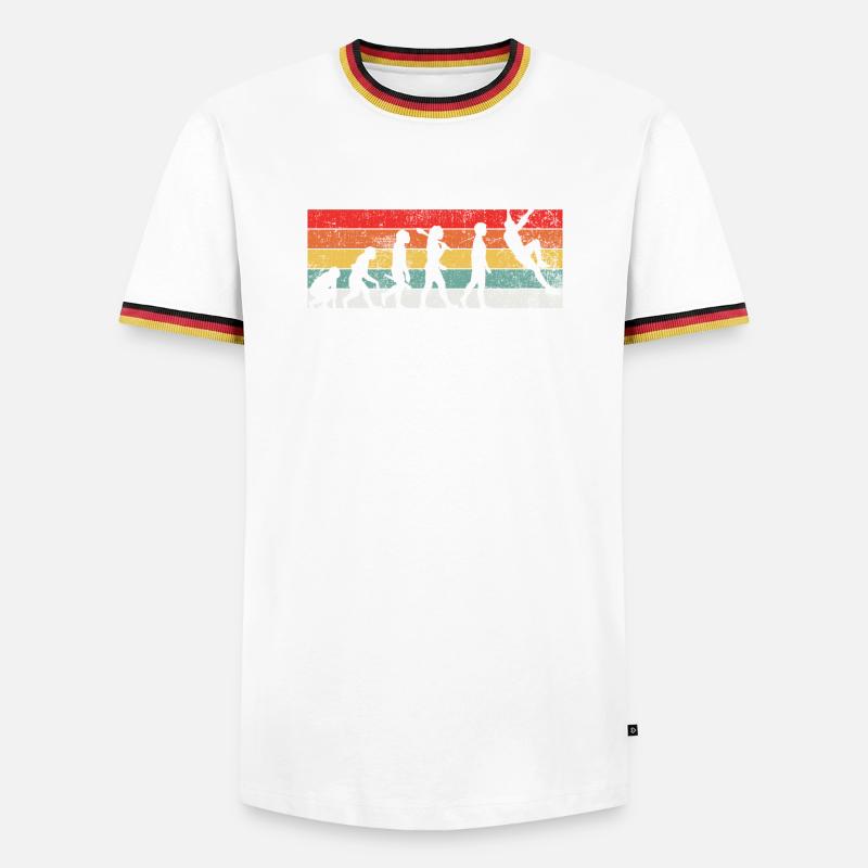 Kletterer Evolution - Männer Kontrast-T-Shirt - Weiß/Dreifarbig