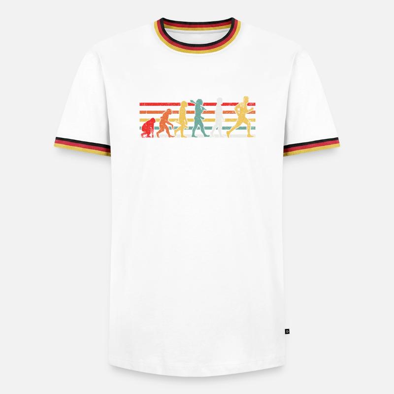 Evolution Läufer - Männer Kontrast-T-Shirt - Weiß/Dreifarbig