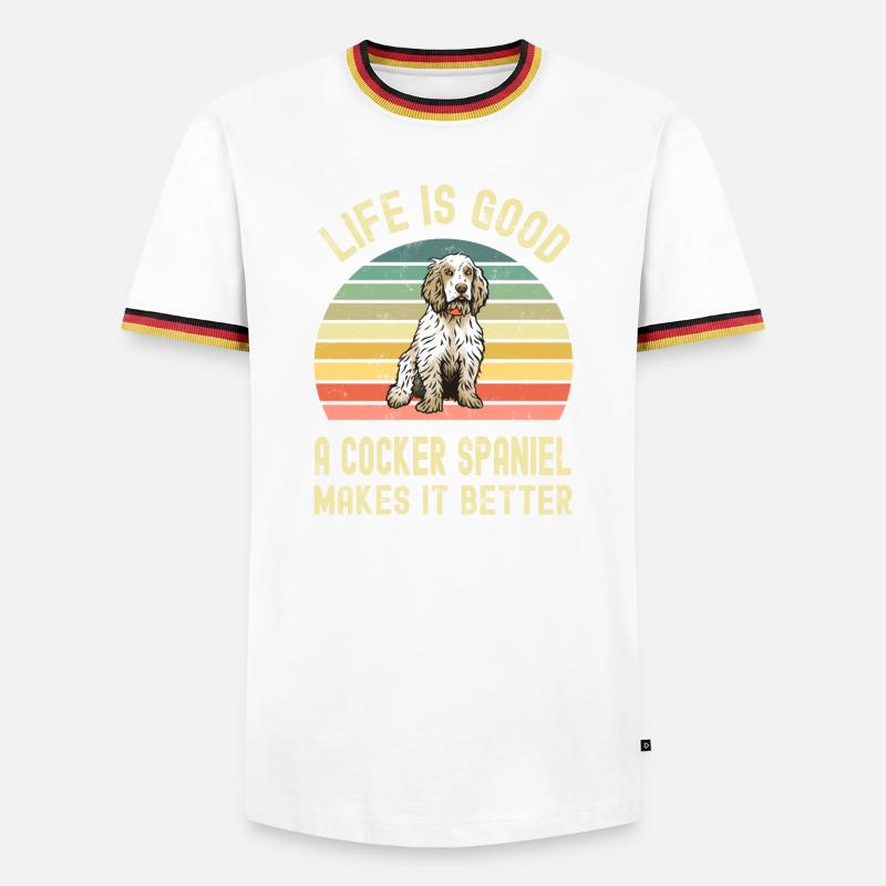 Hund Cocker Spaniel - Männer Kontrast-T-Shirt - Weiß/Dreifarbig