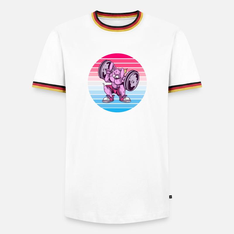 Rabbit Bodybuilder Design - Men's Ringer Shirt - white/tricolour