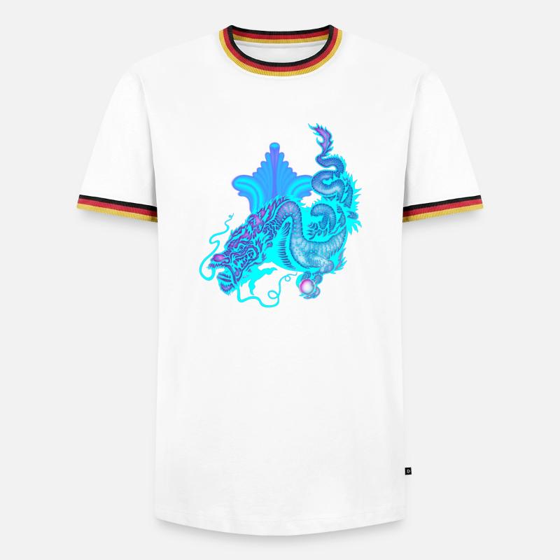 Hellblauer chinesischer Drache - Männer Kontrast-T-Shirt - Weiß/Dreifarbig