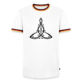 Celtic Motherhood Symbol Mutter mit drei Kindern - Männer Kontrast-T-Shirt - Weiß/Dreifarbig - Vorne - AI Model Female 172 light (172cm) & AI Model Male 185 light (185cm)