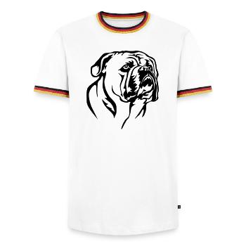 Continental Bulldog Kopf - Männer Kontrast-T-Shirt - Weiß/Dreifarbig - Vorne - AI Model Female 172 light (172cm) & AI Model Male 185 light (185cm)