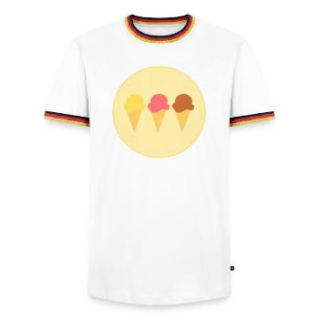 Eis Eiscreme Erdbeereis Vanilleeis Schokoeis - Männer Kontrast-T-Shirt - Weiß/Dreifarbig - Vorne - AI Model Female 172 light (172cm) & AI Model Male 185 light (185cm)