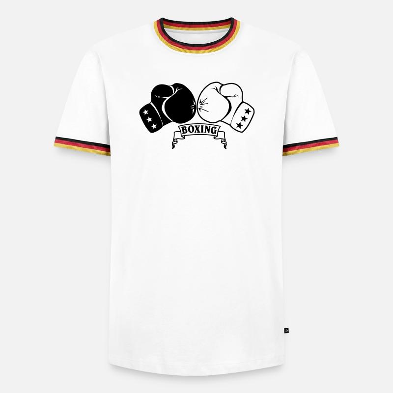 Boxhandschuhe - Männer Kontrast-T-Shirt - Weiß/Dreifarbig