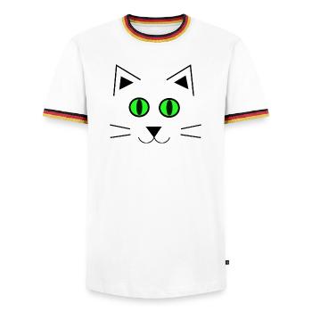 Cat Kitten cute - Men's Ringer Shirt - white/tricolour - Front - AI Model Female 172 light (172cm) & AI Model Male 185 light (185cm)