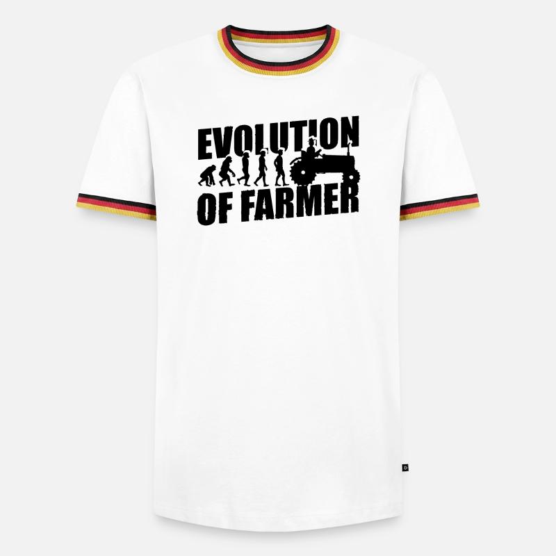 Evolution des Landwirtes Farmer Traktor - Männer Kontrast-T-Shirt - Weiß/Dreifarbig