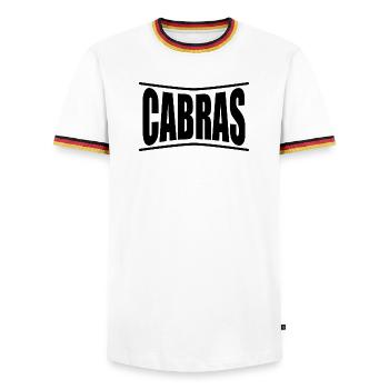 Cabras Sardegna t-shirt gift idea - Men's Ringer Shirt - white/tricolour - Front - AI Model Female 172 light (172cm) & AI Model Male 185 light (185cm)