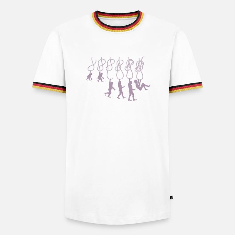 Evolution Klettern Kletterknoten Achter Knoten - Männer Kontrast-T-Shirt - Weiß/Dreifarbig