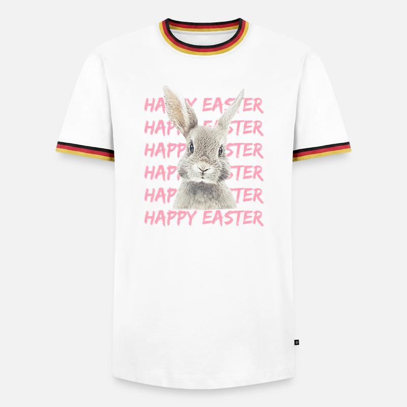 Pastellhase mit Easter-Muster - Männer Kontrast-T-Shirt - Weiß/Dreifarbig
