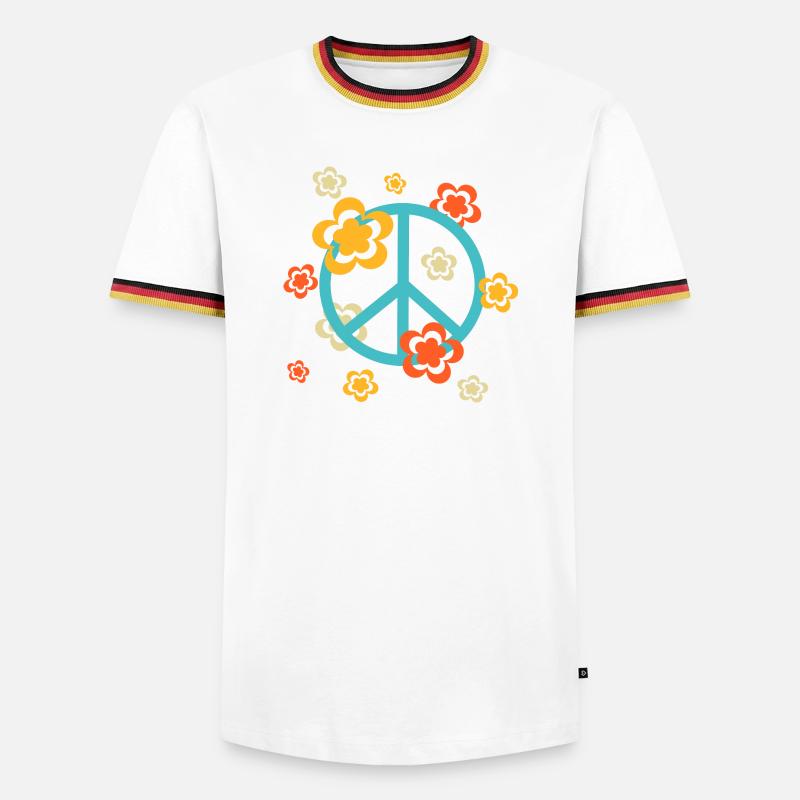 70s Flower Pattern - Men's Ringer Shirt - white/tricolour