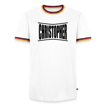 t-shirt Christopher t-shirt idée cadeau - T-shirt contrasté Homme - blanc/tricolore - Devant - AI Model Female 172 light (172cm) & AI Model Male 185 light (185cm)
