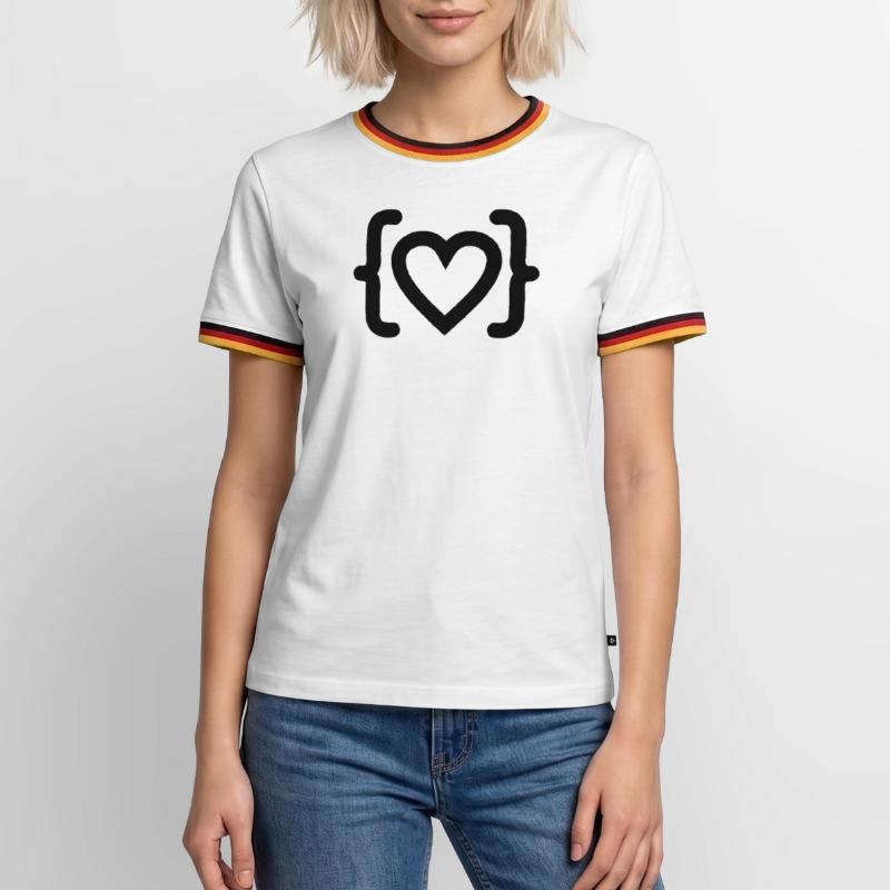 Herz des Programmierer-Code-Logos Männer Kontrast-T-Shirt