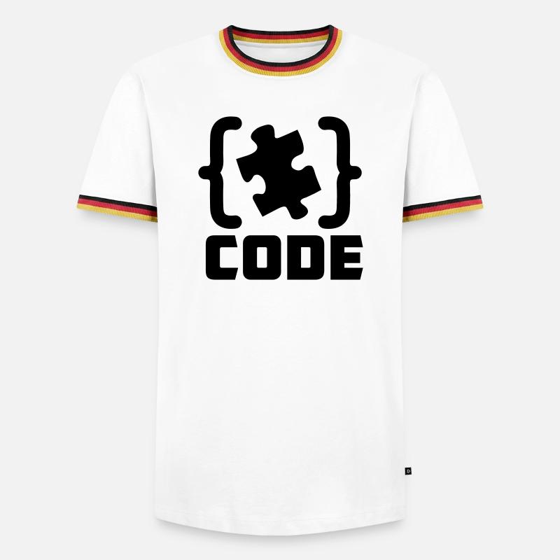 programmer Code puzzle piece solving - Men's Ringer Shirt - white/tricolour