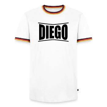 Diego t-shirt idea reaglo t shirt - Men's Ringer Shirt - white/tricolour - Front - AI Model Female 172 light (172cm) & AI Model Male 185 light (185cm)