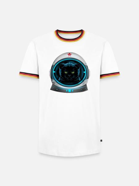 angry space cat astronaut - Men's Ringer Shirt - white/tricolour